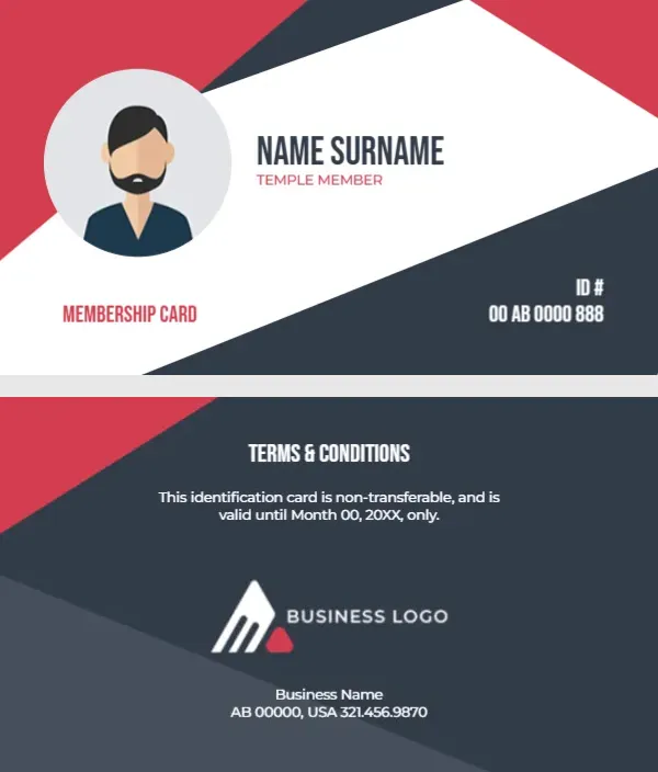 Temple Membership Card Template