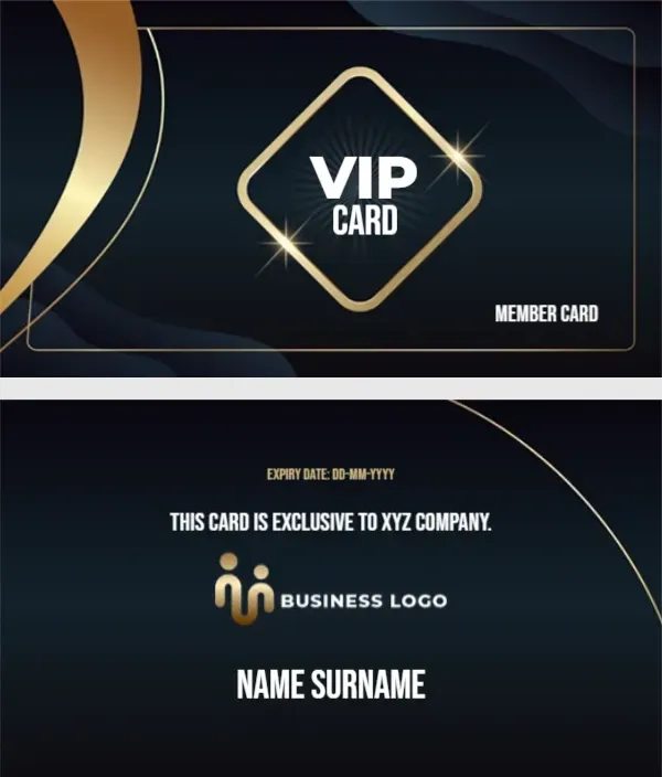 Gold VIP Membership Card Design Template