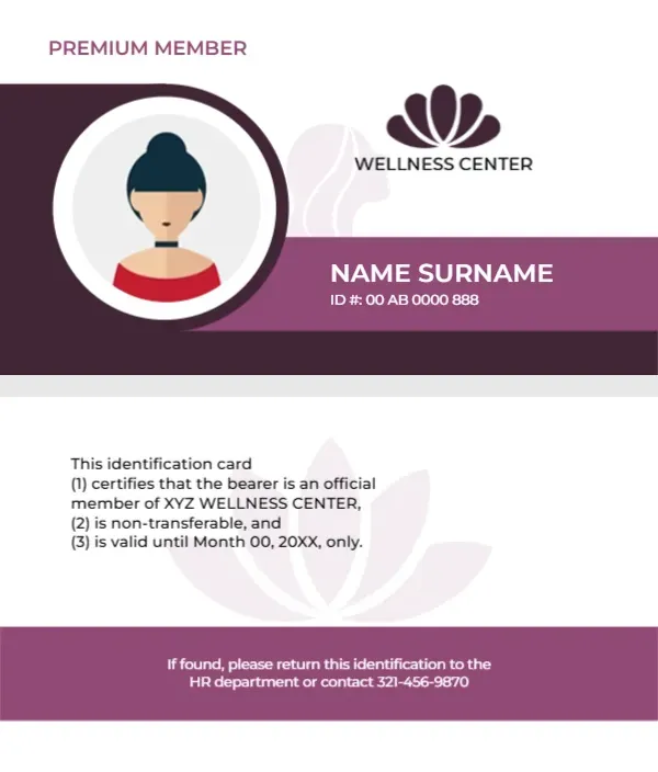 Wellness Membership Card Template