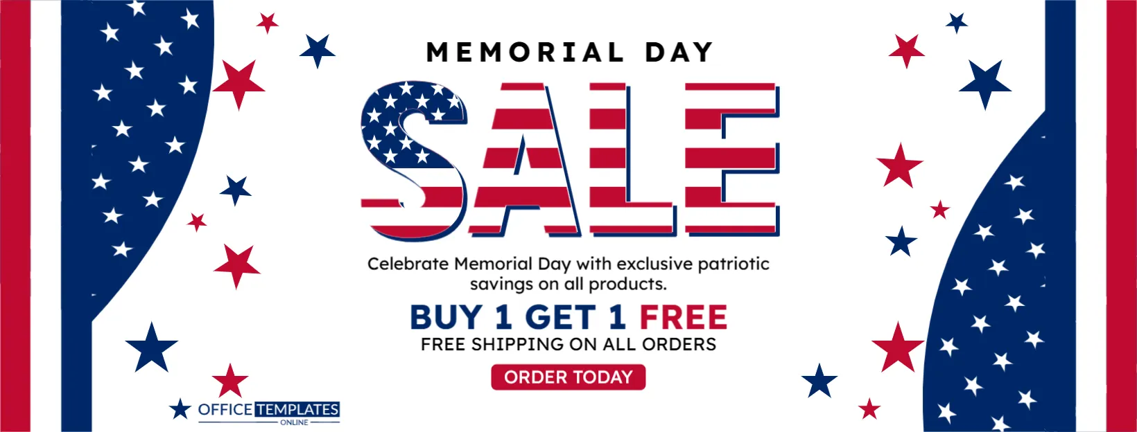 Memorial Day Red White and Blue Sale Banner
