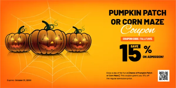 Coupon Template for Pumpkin Path or Corn Maze