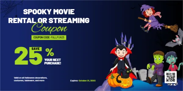 Coupon Template for Spooky Movie Rental or Streaming