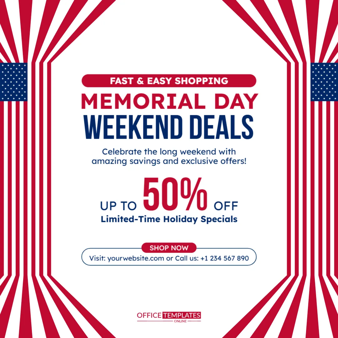 Memorial Day Weekend Deals Facebook Post Template