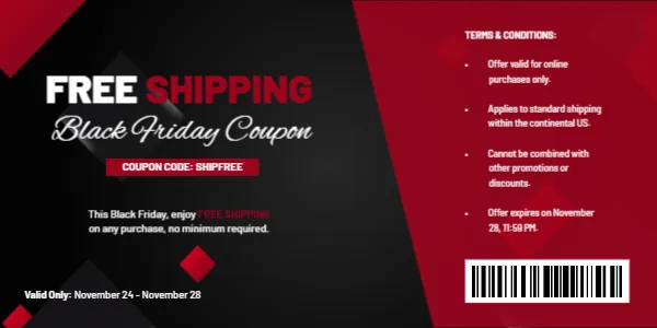 Coupon Template for Black Friday Free Shipping