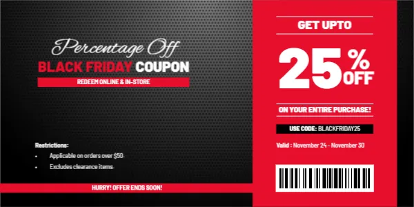 Coupon Template for Black Friday Percentage-Off