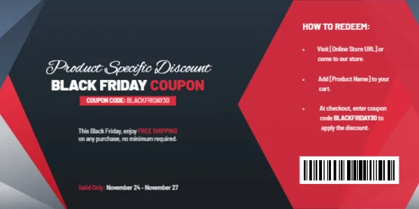 Coupon Template for Black Friday Product-Specific Discount
