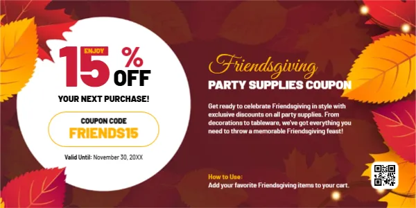 Coupon Template for Friendsgiving Party Supplies