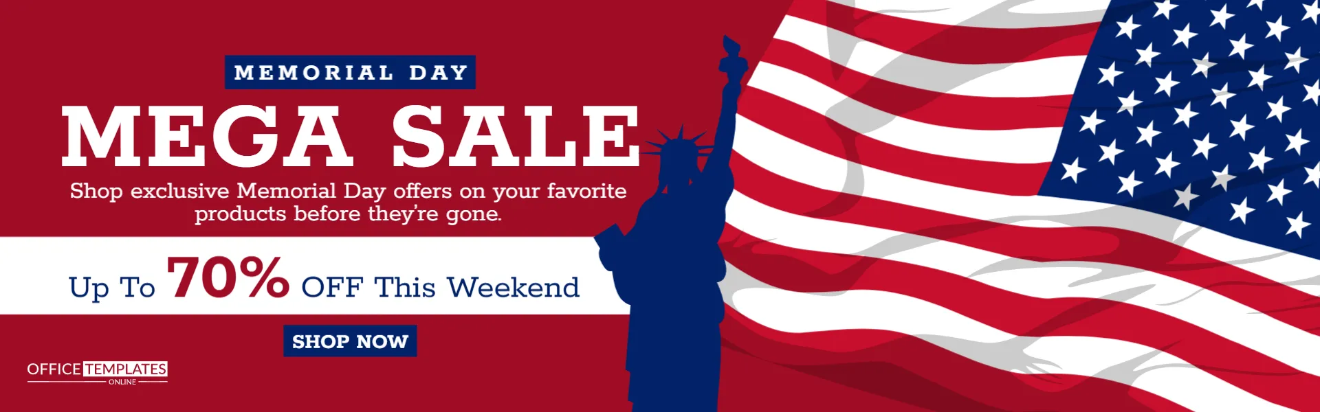 Memorial Day Ecommerce Sale Website Banner Template