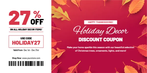 Discount Coupon Template for Holiday Decor