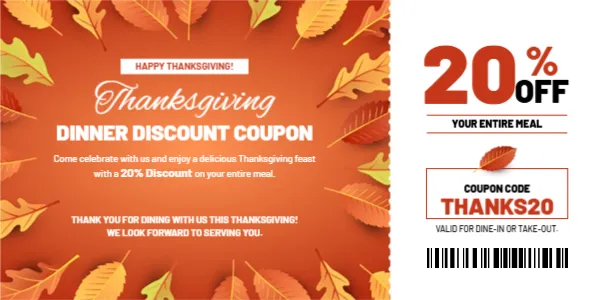 Discount Coupon Template for Thanksgiving Dinner