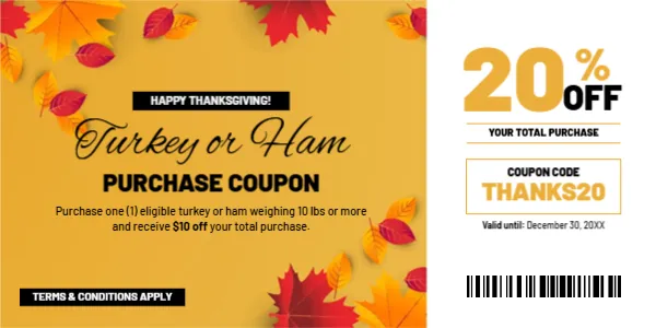 Coupon Template for Turkey or Ham Purchase
