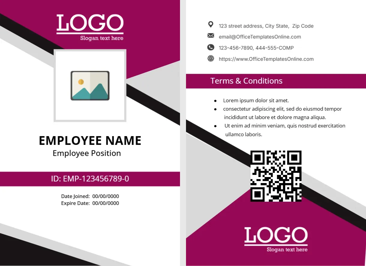 ID Card Template for Company Employee