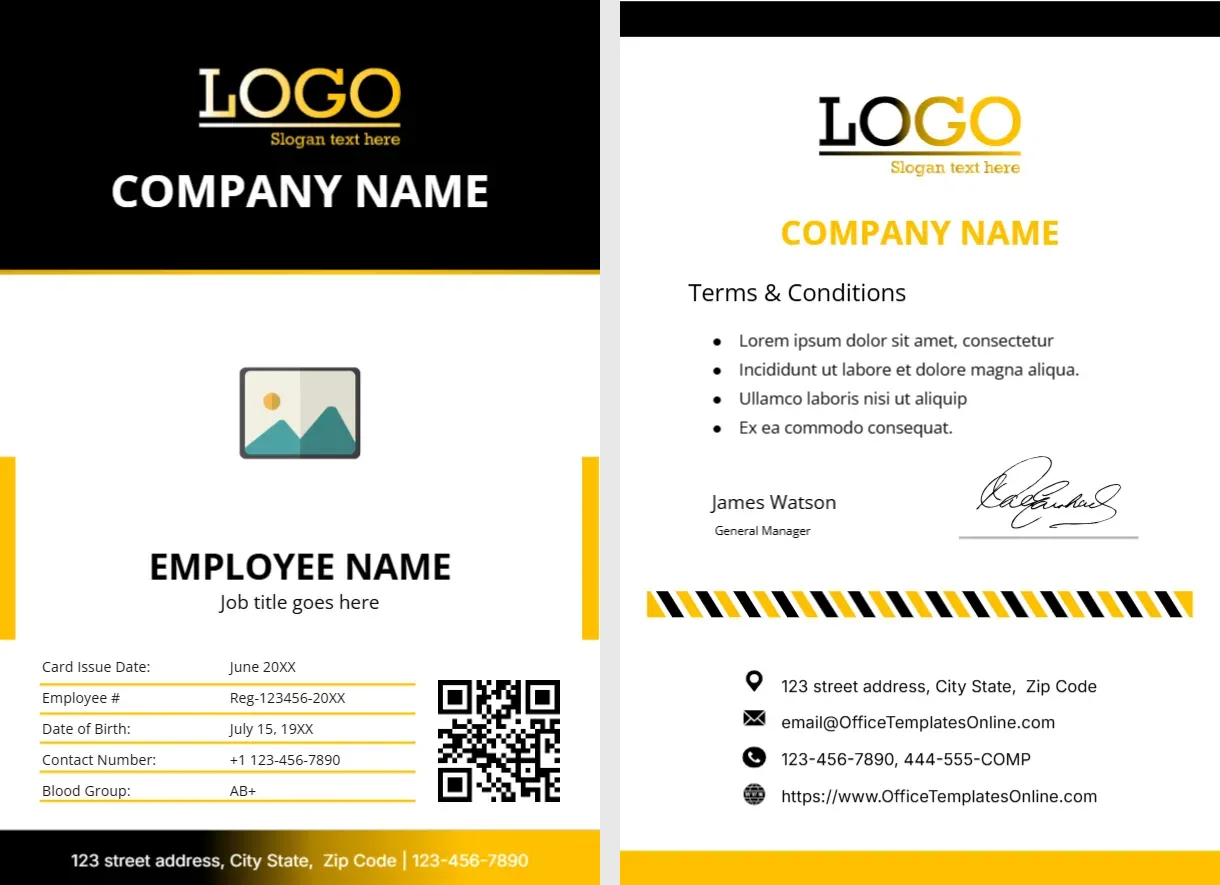 ID Card Template for Construction Company Worker