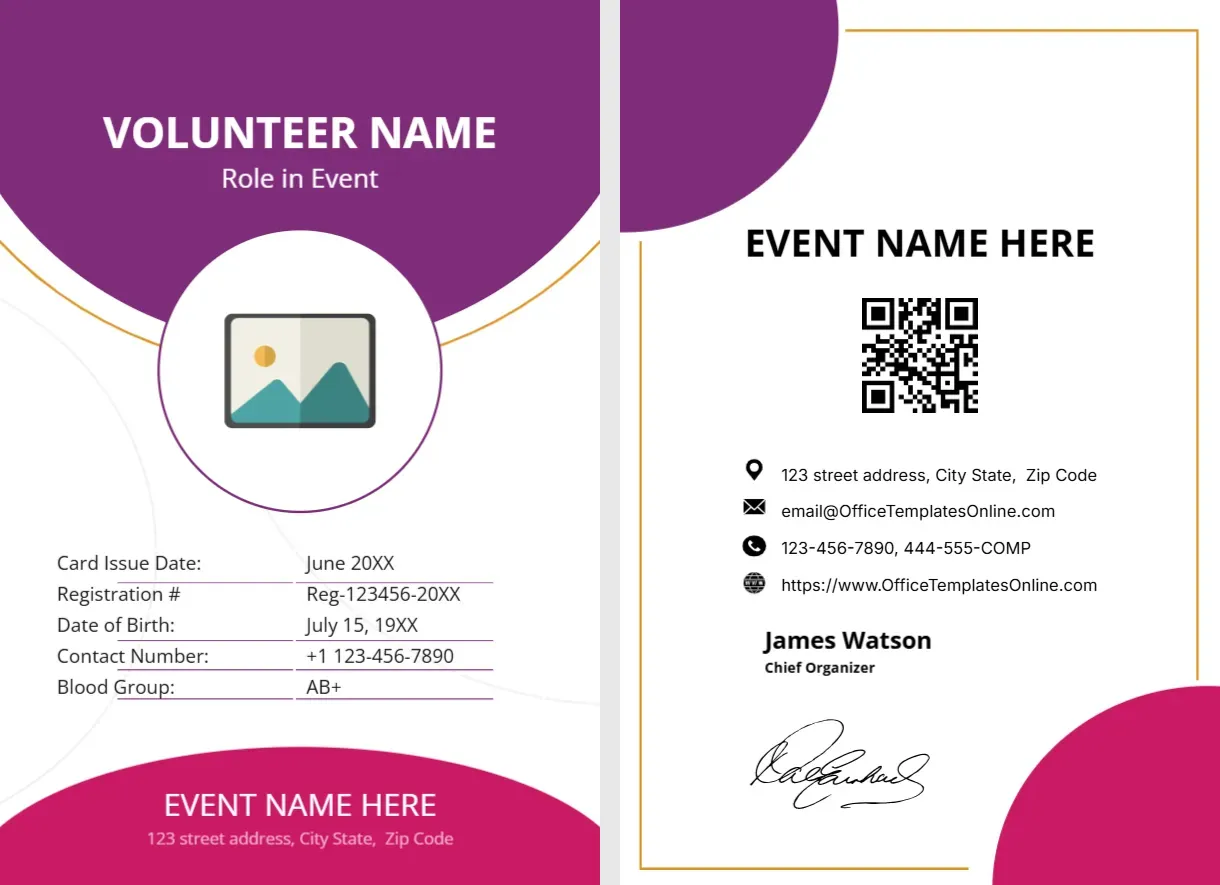 ID Card Template for Event Volunteer