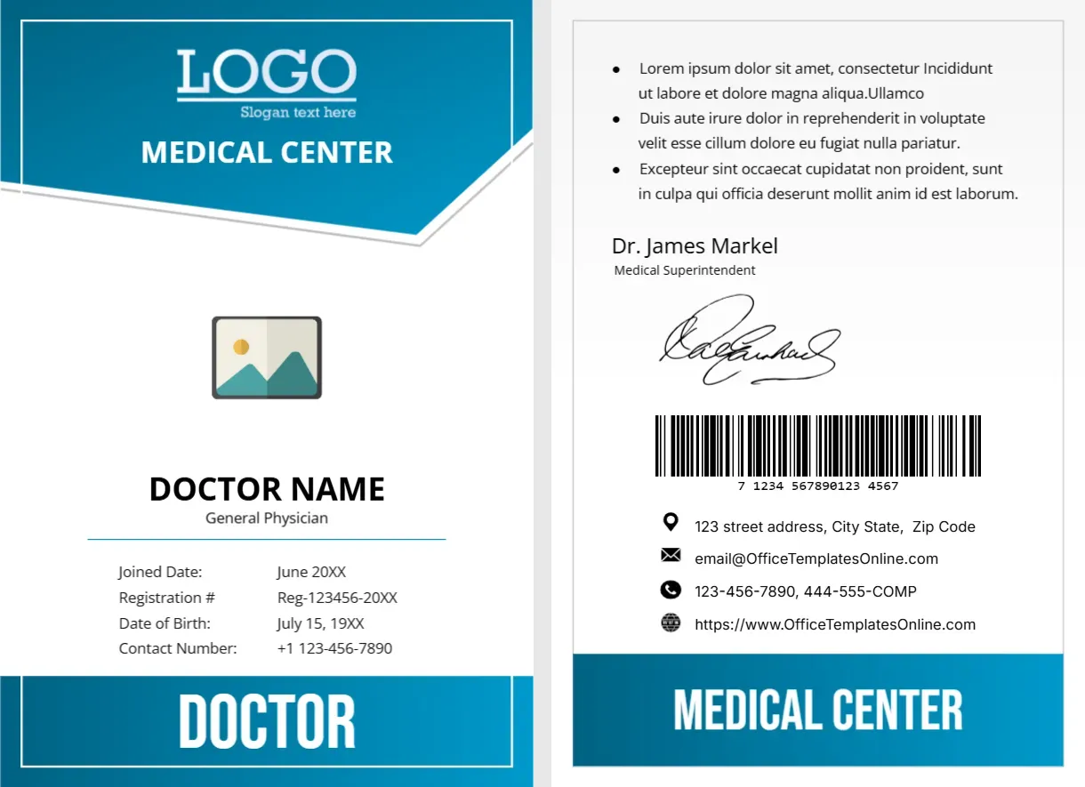 ID Card Template for Hospital Staff