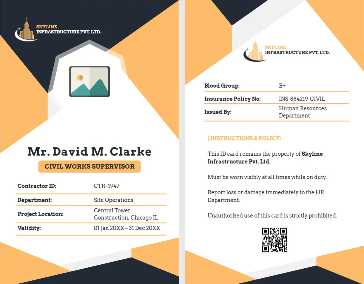 ID Card Template for Contractor
