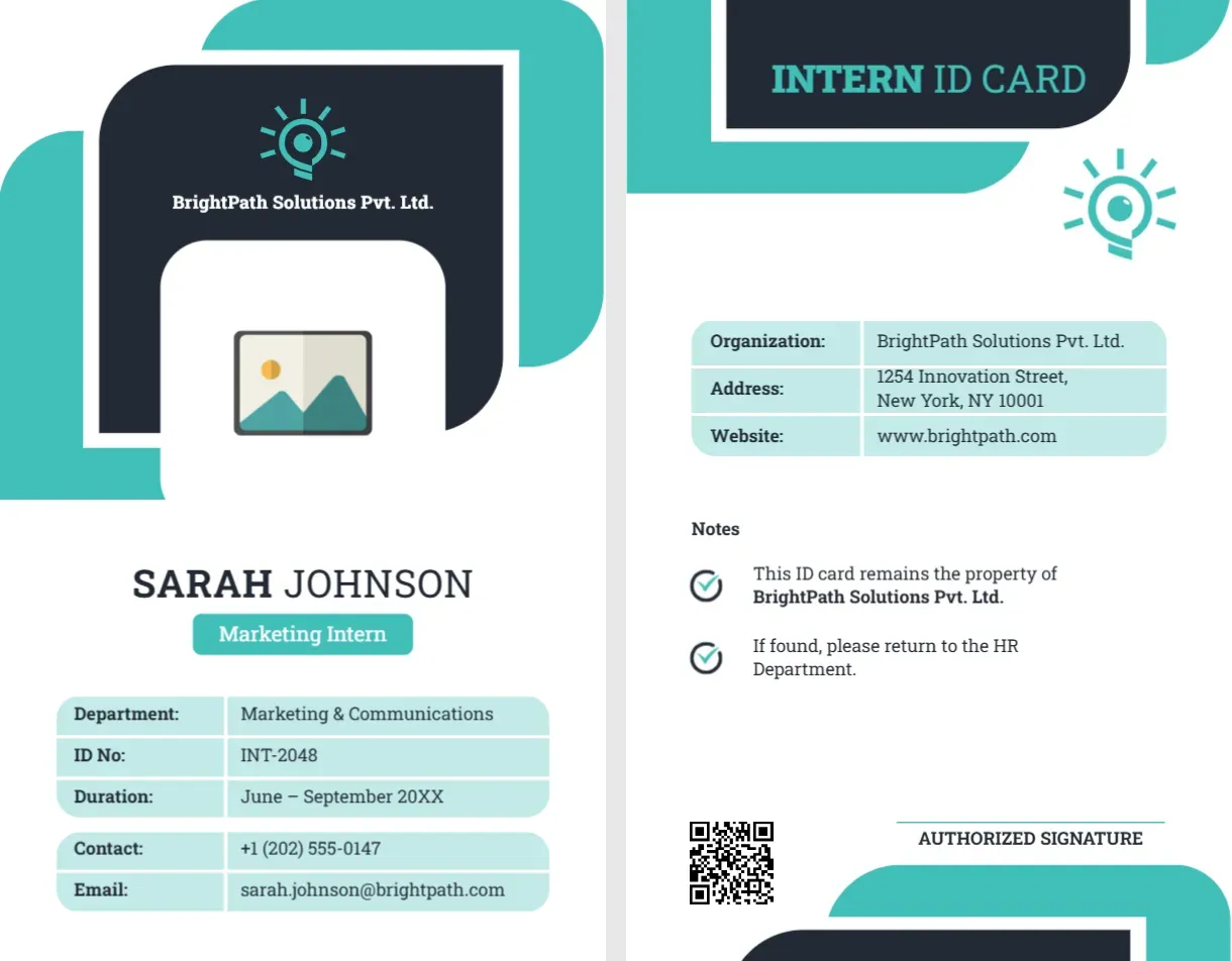 ID Card Template for Intern