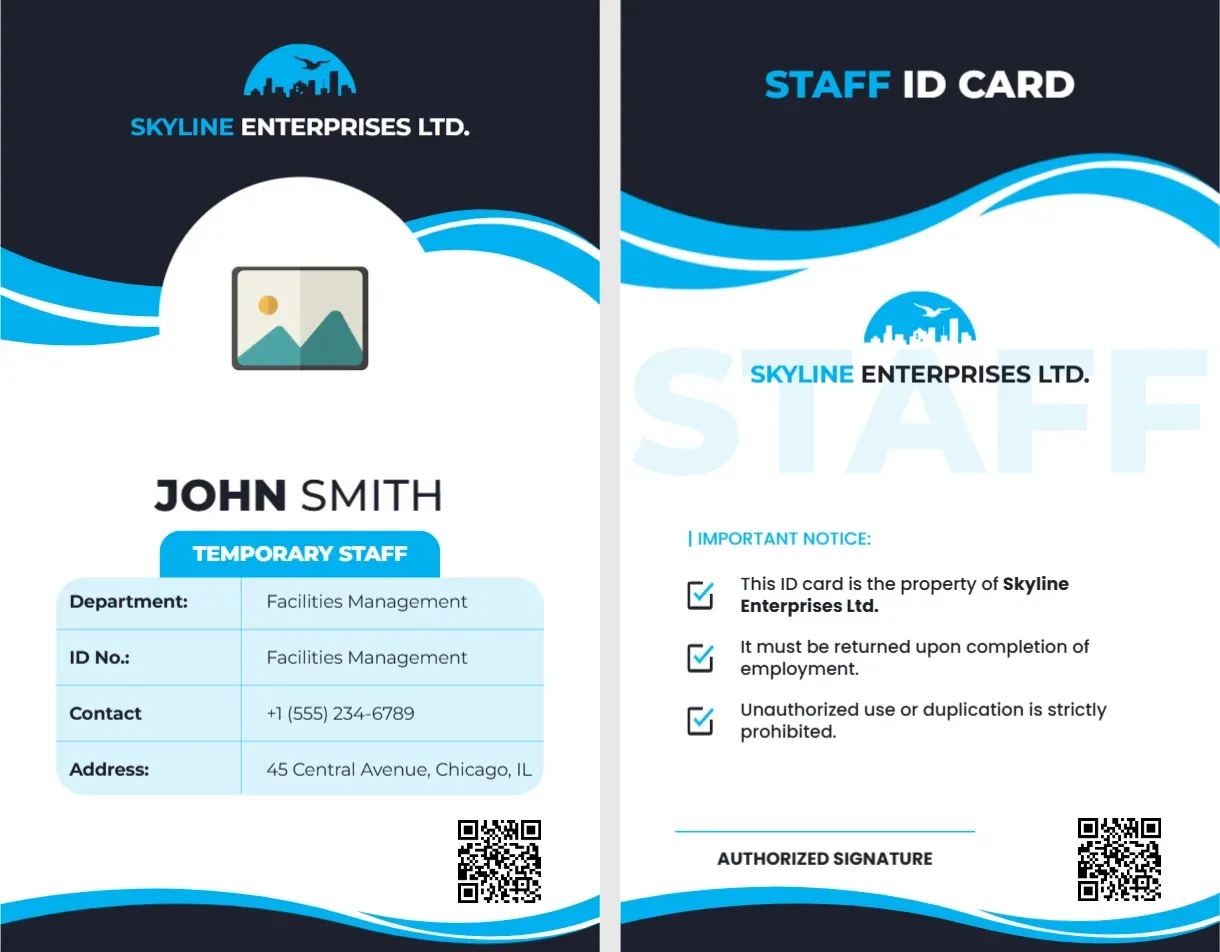 ID Card Template for Temporary Staff