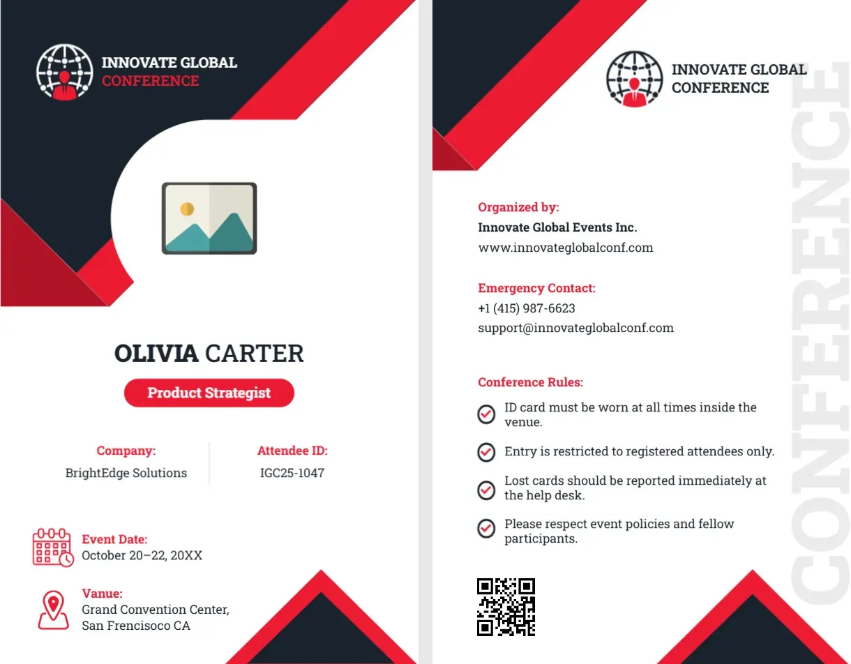ID Card Template for Conference Attendee