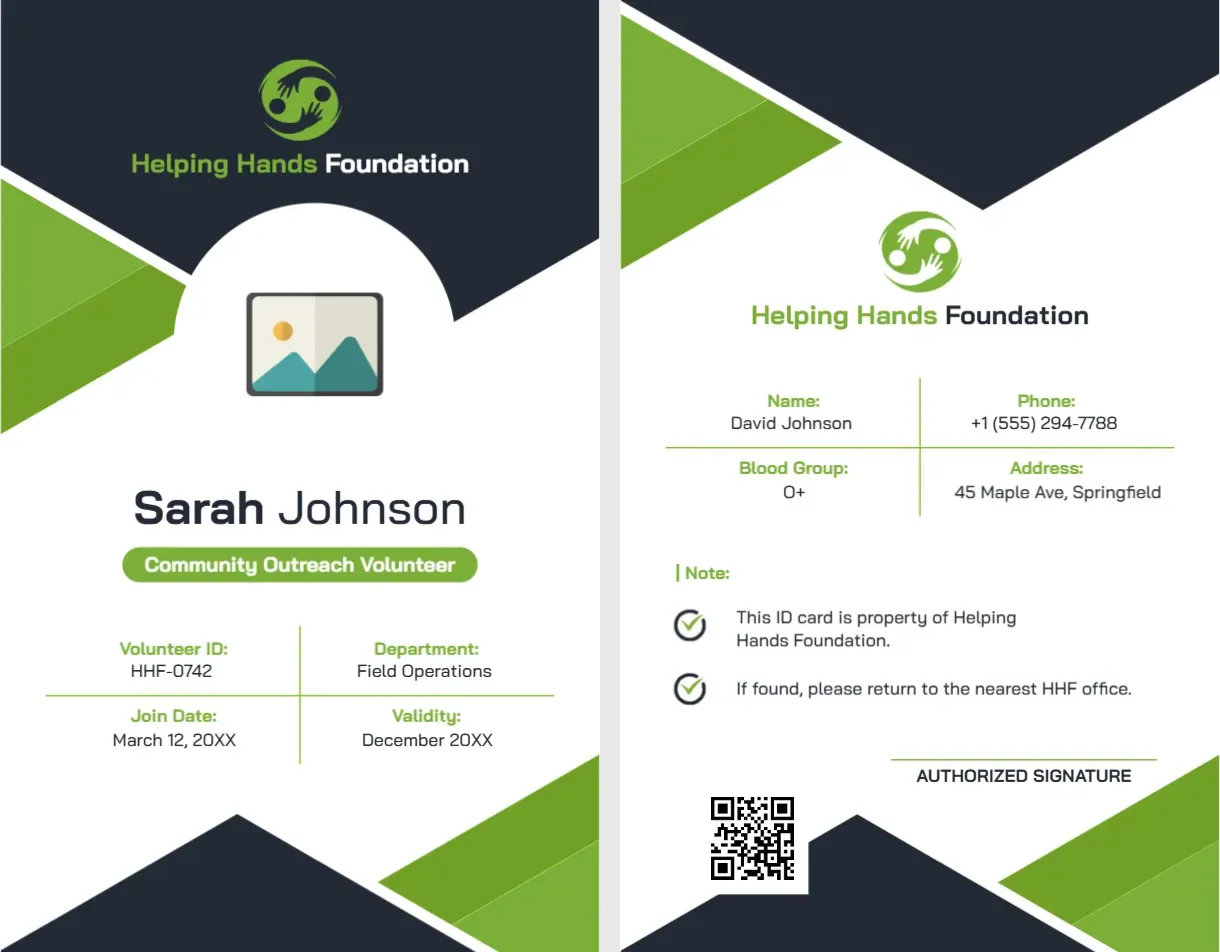 ID Card Template for NGO Volunteer