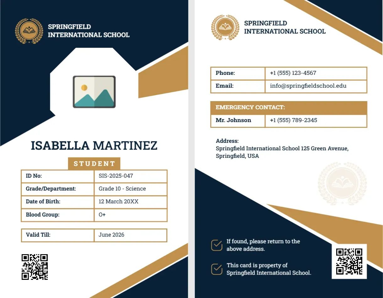 ID Card Template for Educational Institution