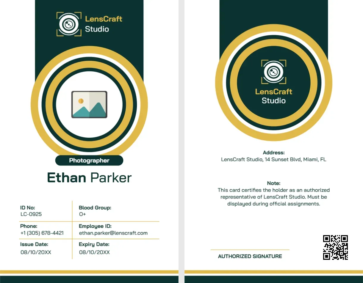 ID Card Template for Photographer