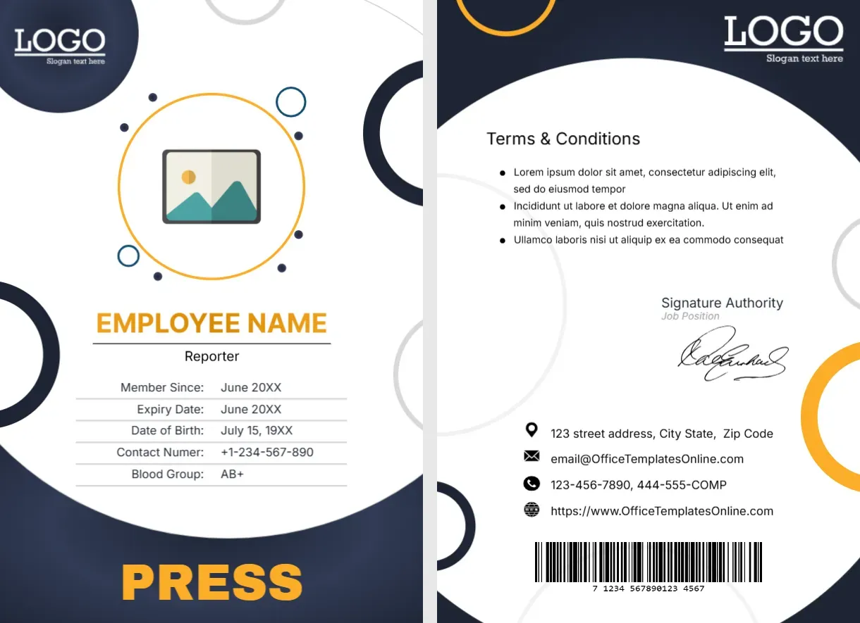 Identity/Badge Card Template for Press Reporter