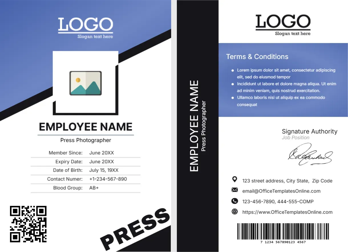 ID Card Template for Press Photographer