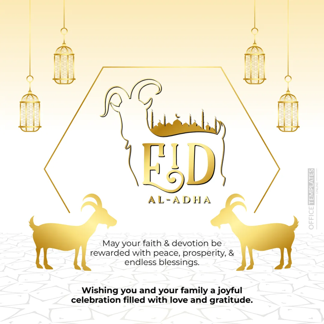 Minimal White & Gold Luxury Eid al-Adha Card Template Online