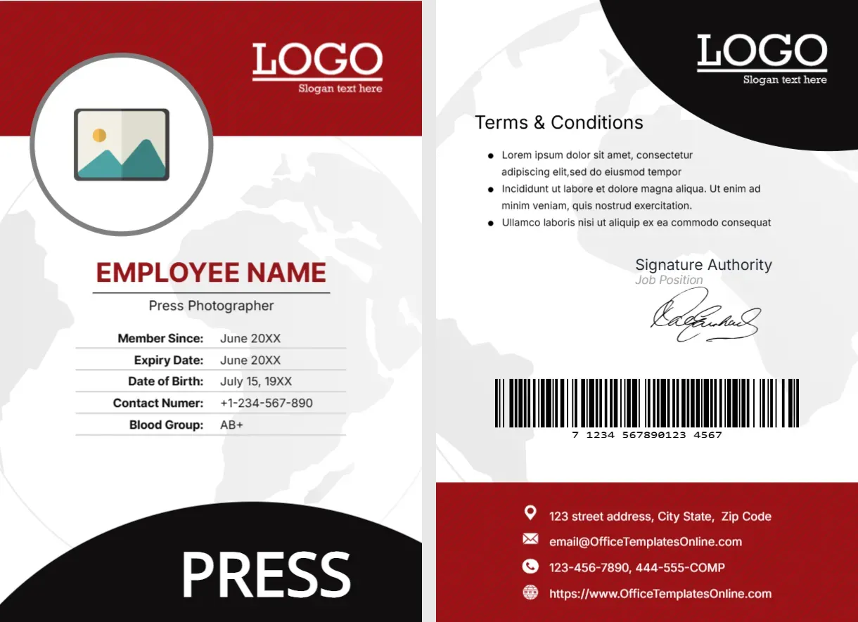 Identity Card Template for Photographer