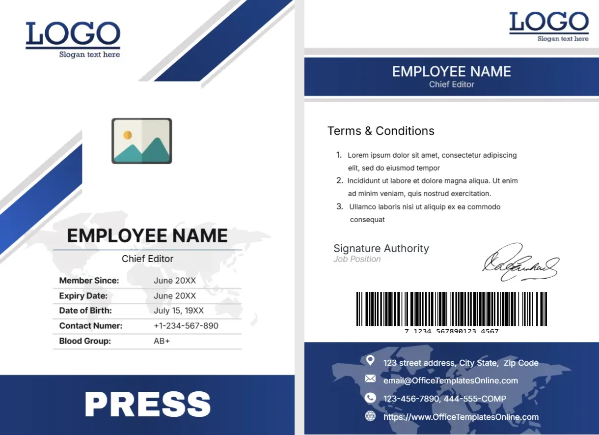 ID Card Template for News Editor