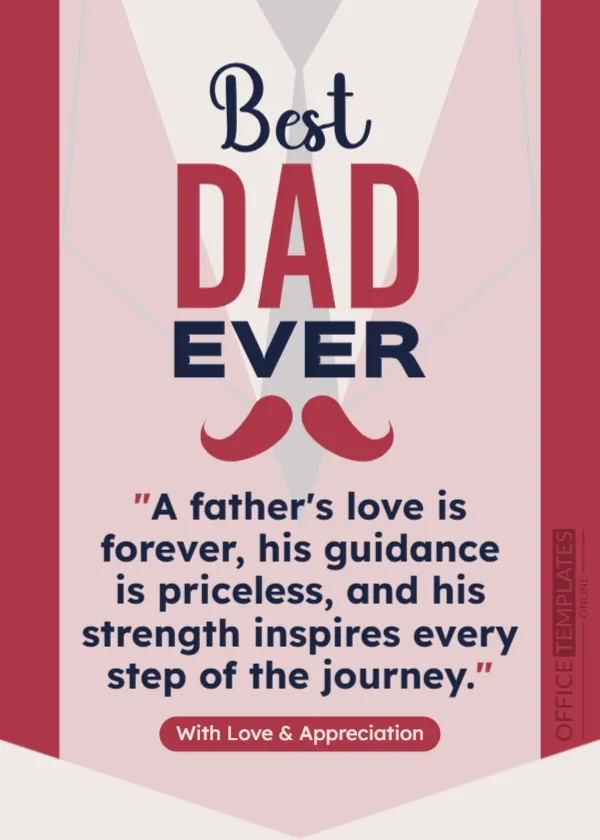 Best Dad Ever Quote Template – Editable Father’s Day Card Design