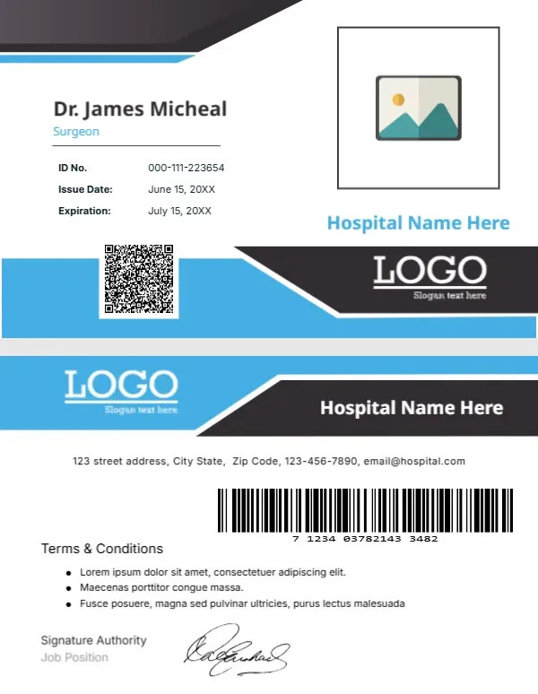 Doctor ID Card Template (CR80 Size) – Editable Front & Back Design