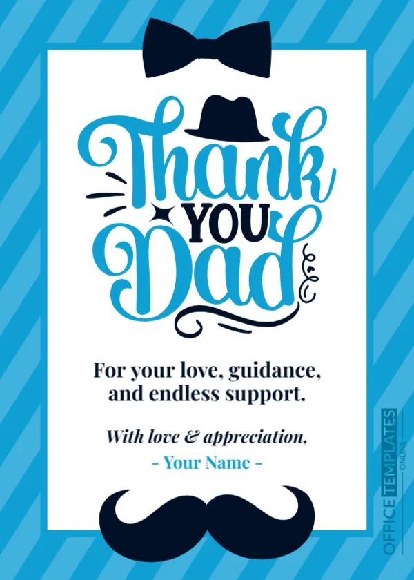 Thank You Dad Card for Father’s Day – Editable Online Card Template