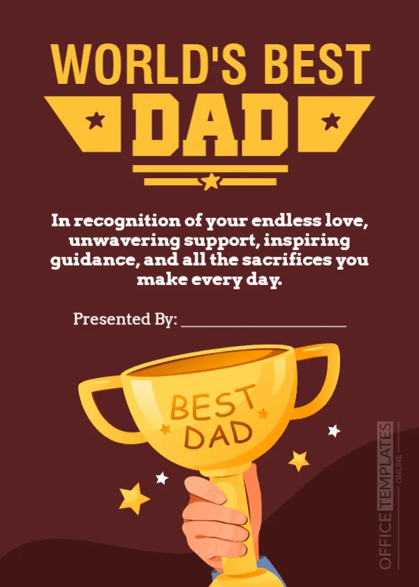 World’s Best Dad Award Template for Father’s Day – Editable Online