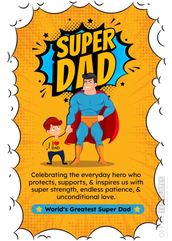 Superhero Dad Comic Template for Father’s Day