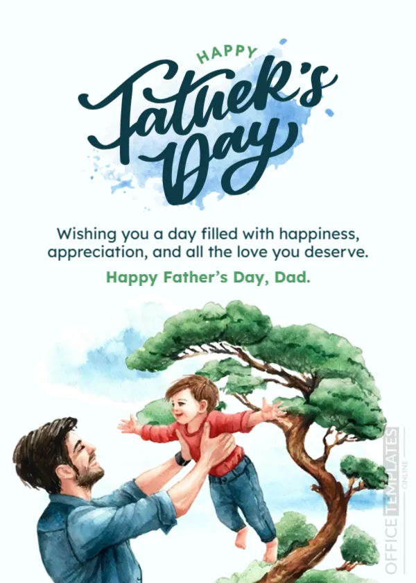 Watercolor Father’s Day Card Template