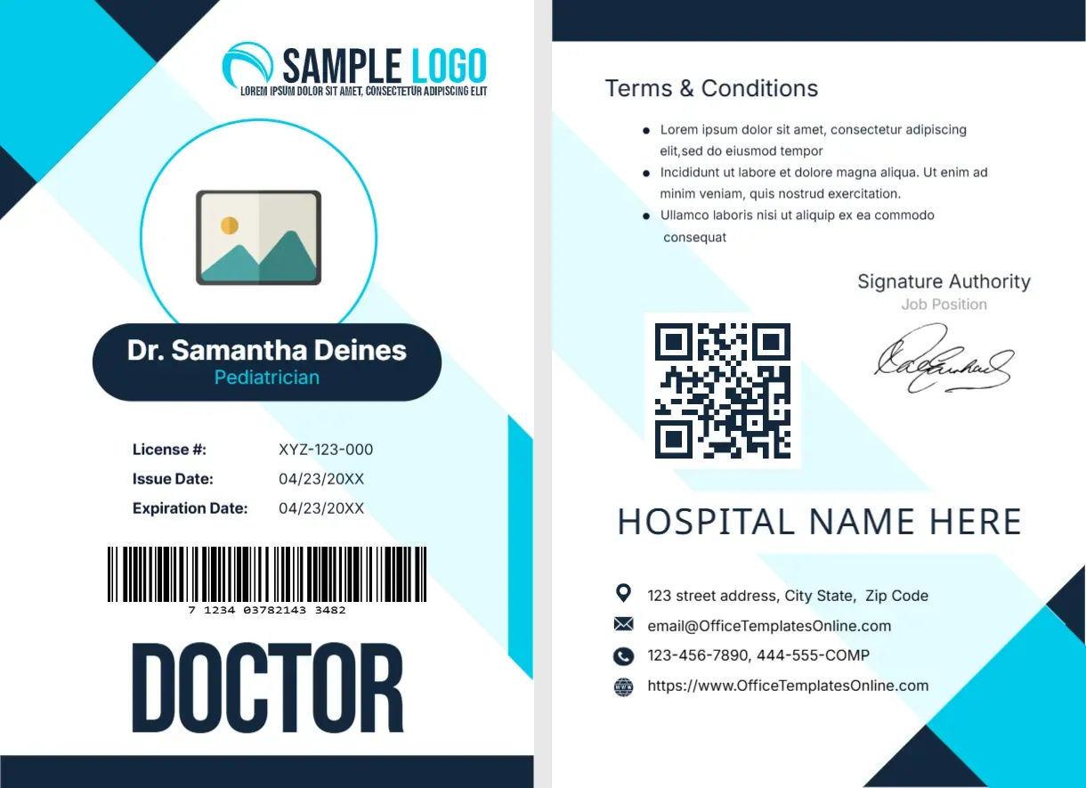 Medical Doctor ID Card Template – Customizable Healthcare Staff ID
