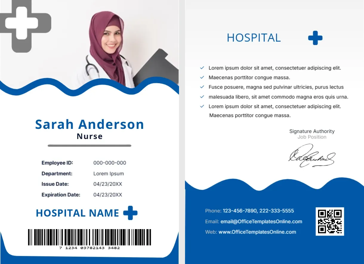 Nurse ID Card Template – Editable Hospital Staff Identification Card