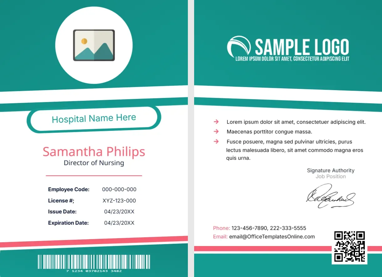Nursing Director ID Card Template – Editable Healthcare Leadership ID Card