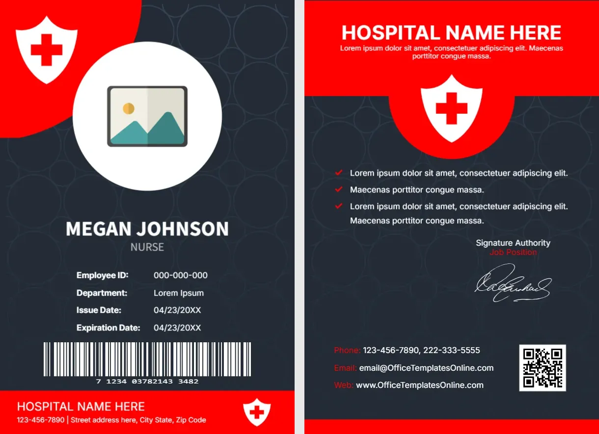 Nursing Director ID Card Template – Professional Editable Healthcare ID Card