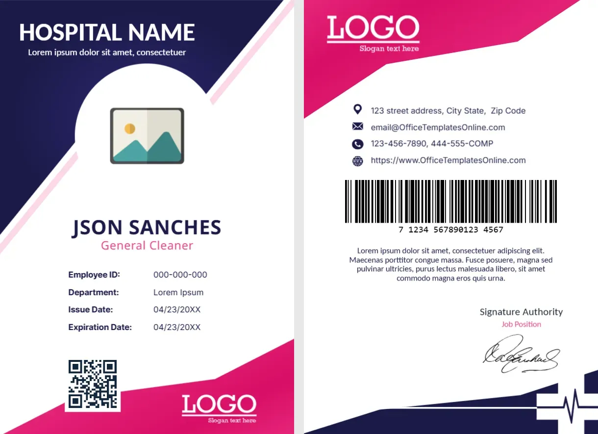 Hospital General Cleaner ID Card Template – Editable Staff ID Card