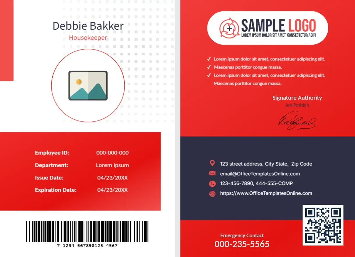 Hospital Housekeeper ID Card Template – Editable Housekeeping Staff ID Card