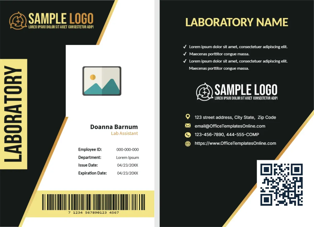 Lab Assistant ID Card Template – Editable Laboratory Staff ID Card