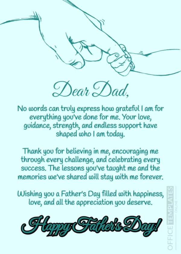 Father’s Day Handwritten Message Card Template