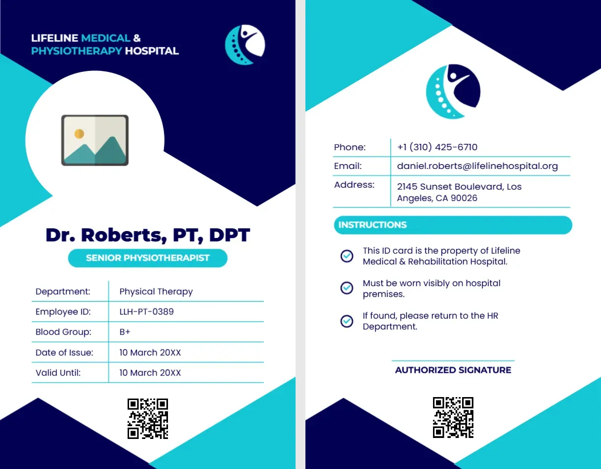 Physiotherapist ID Card Template