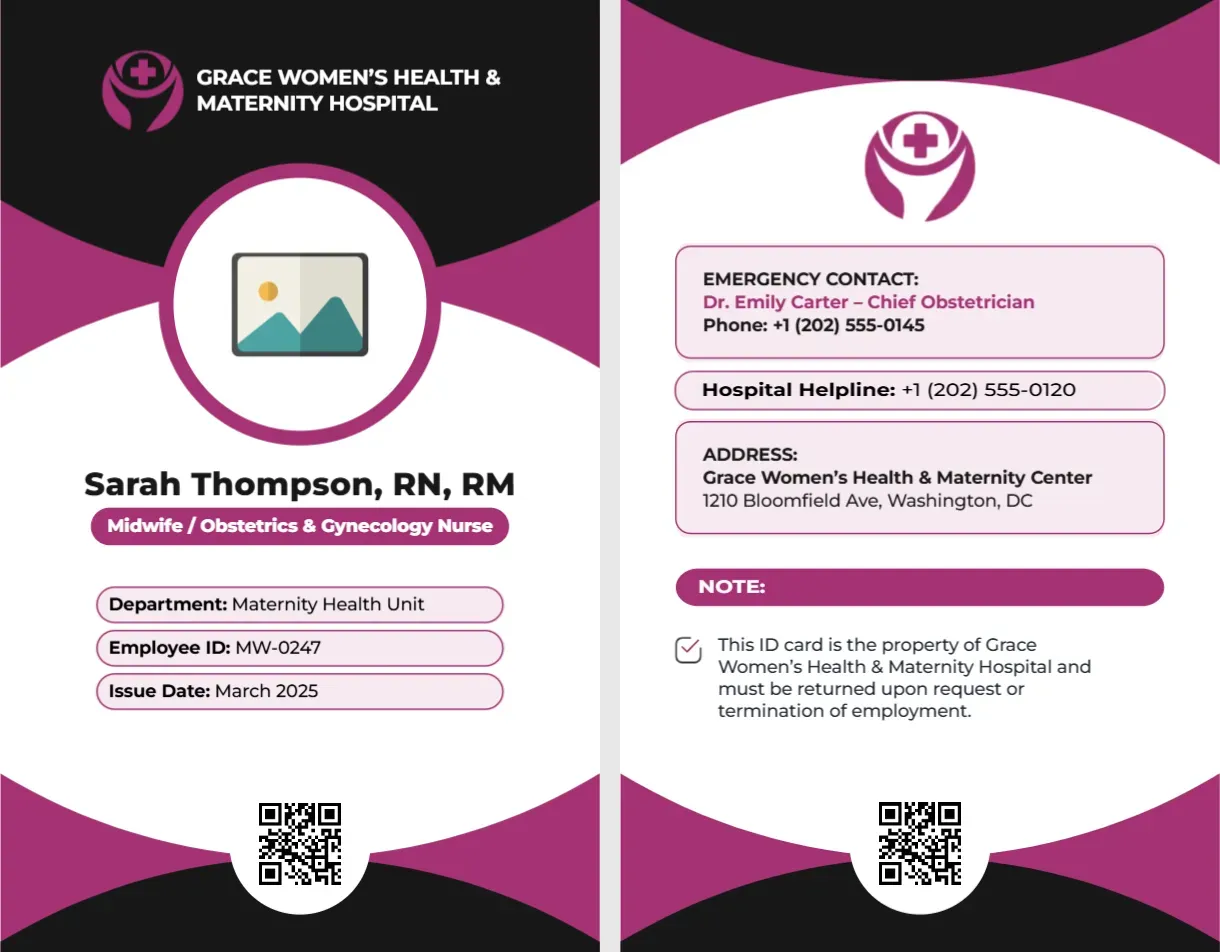 Obstetrics & Gynecology Nurse ID Card Template