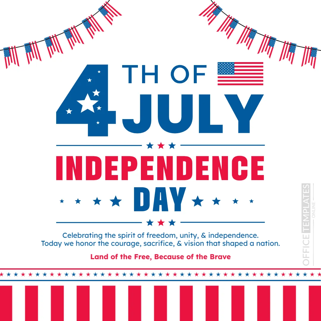Happy 4th of July Independence Day Social Media Post Template – Editable Online