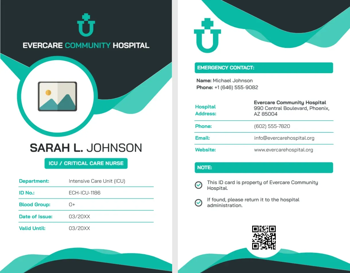 Critical Care Nurse ID Card Template