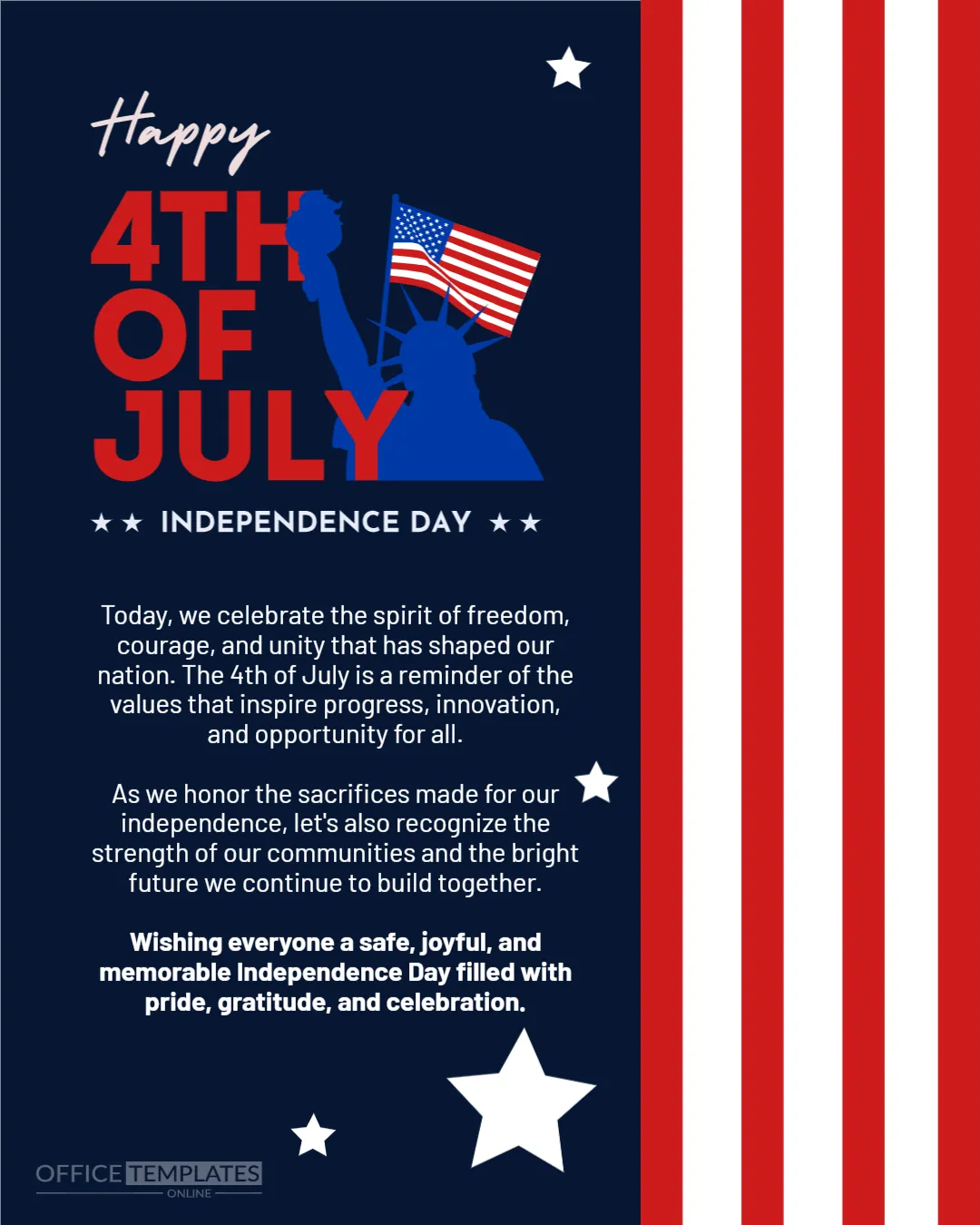Patriotic LinkedIn Announcement Template – Editable Independence Day Post